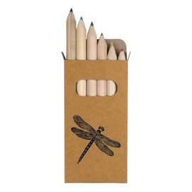 Azeeda 6 x 'Simple Dragonfly Top View' Short 85mm Pencils/Coloured Pencil Set (PE00069514)