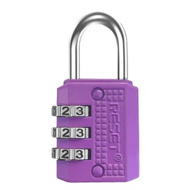 RESET -071 - Candado pequeño de combinación de 3 dígitos para mini casillero, veliz, mochila, color morado