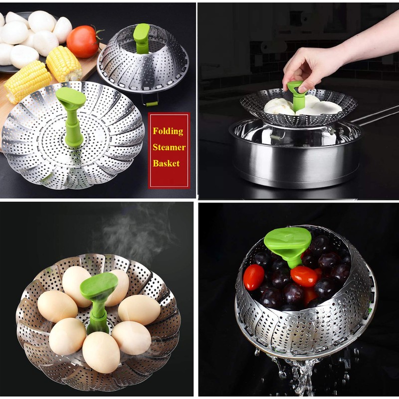 Vegetable Steamer Basket, Stainless Steel Folding Steamer Basket Insert for