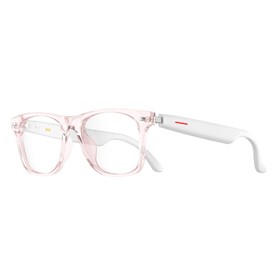 Enzemit Bluetooth Sunglasses, Smart Bluetooth Glasses for Women,Voice Control,Open Ear Style, Listen Music and Calls (Clear Lens with Pink Frame)