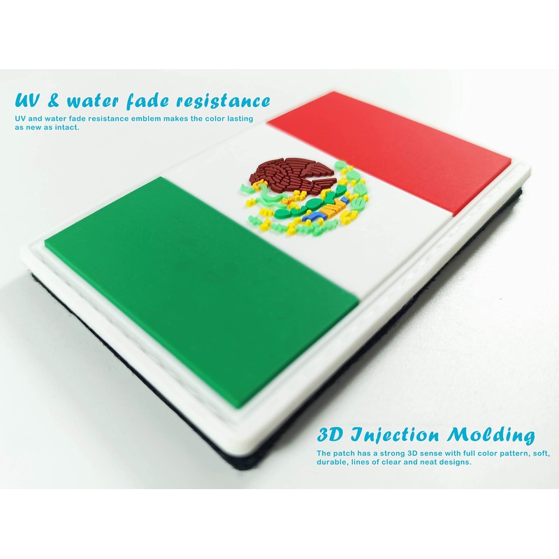 QQSD Mexico Flag Patch Mexican Tactical Patch - PVC Hook
