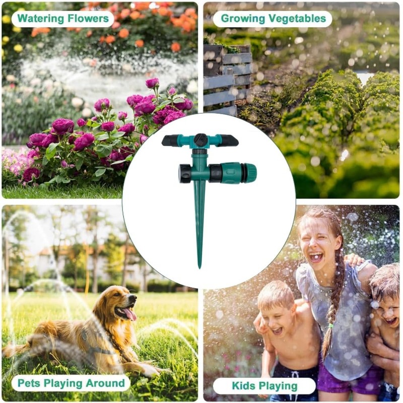 Goxfaca Garden Sprinklers, 2pcs Automatic 360° Rotating Lawn Sprinkler, Large