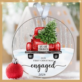 2024 Our First Christmas Engaged Ornament, Reindeer Couple Gifts for Newlywed, Wedding Gifts Idea, Bridal Shower Gifts, Engaged Ornament 2024, Married Couple Gift, 1st Christmas Married Ornament 2024