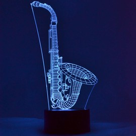 Saxophone - 3D LED LAMP Optical Illusion Light with 7 Color Changing Lighting Effects
