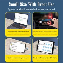 USB C Card Reader Portable Adapter,Type-C Micro SD Card Reader Super Speed Technology, Supports Micro SDXC, Micro SDHC,Mac OS X and Andriod