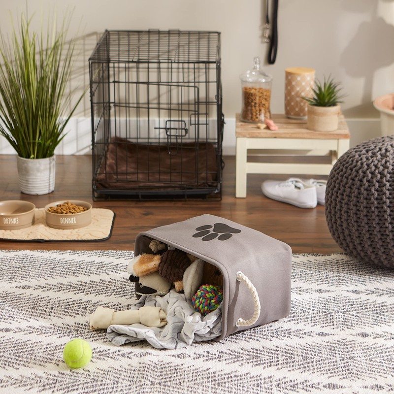 Bone Dry Paw Print Collapsible Polyester Pet Storage Bin, Rectangle