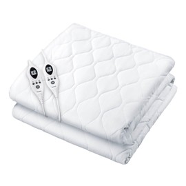 Beurer UWB70 Heated Mattress Pad Queen, Dual Control Electric Mattress Cover with Separate Feet/Body Heat, Auto Shut Off, 9 Warming Levels, Overheat Protection, and Soft Quilted Fabric, 60" x 80"