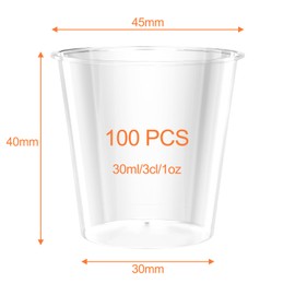 Magrimaxio Pack of 100 Plastic Shot Glasses, 3 cl/30 ml Shot Glasses, Shot Cups Made of PS Material, Shot Cups, Shot Cups, Shot Cups, Reusable Plastic Cups, Shot Cups for Tasting, Parties