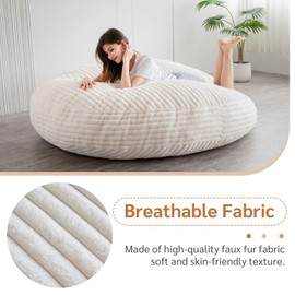 BYBYME 3 in 1 Bean Bag Chairs, Bean Bag Bed for Adults High-Density Foam Filling, Convertible Sofa Bed Faux Fur, Giant Bean Bag Chairs for Adults