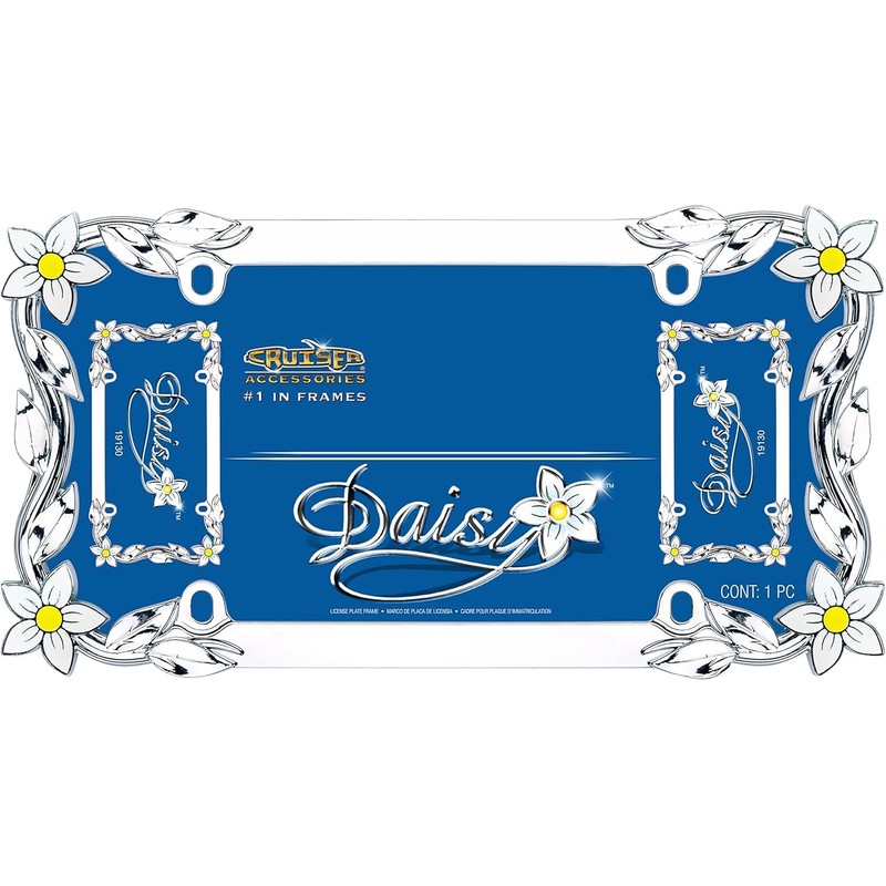 Cruiser Accessories 19130 Daisy License Plate Frame, Chrome/Painted