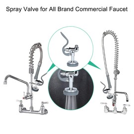 KWODE Pre-Rinse Spray Valve Commercial Sink Faucet Sprayer Head Dish Sprayer Nozzle Replacement Kit for Pre Rinse Kitchen Faucet at Home Restaurant Industrial Kitchens Chrome Polished-Grey