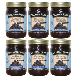 Dillman Farm All Natural Reduced Sugar Seedless Blackberry Preserves - Gluten-Free, Non-GMO, Vegan, Kosher, Eco-Friendly, Preservative Free, Corn Syrup Free - Made in USA, 15oz (Pack of 6)