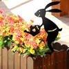Set 3 Metal Rabbit Garden Stakes Bunny Front Yard Black