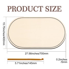 TANEMUDO 4 Pcs Moses Basket Wood Bottom 27.56 x 15.75 inches Natural Oval Wooden Base Shaper for DIY Crochet Crafts Home Decoration with 2 Crochets