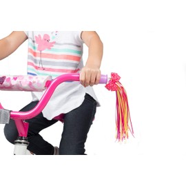 Ride Along Dolly Bike Handlebar Streamers (2 pk) - Kid'sGirls Bicycle Scooter Bow Design Streamers - Easy Attachment to Cycle's Handlebars - Cute Pink and Yellow