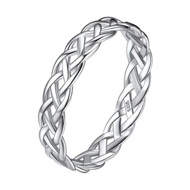 925 Sterlings Silver Celtic Knot Eternity Infinity Band Ring, High Polish Tarnish Resistant Engagement Wedding Band Stackable Ring 4mm for Women Size 12