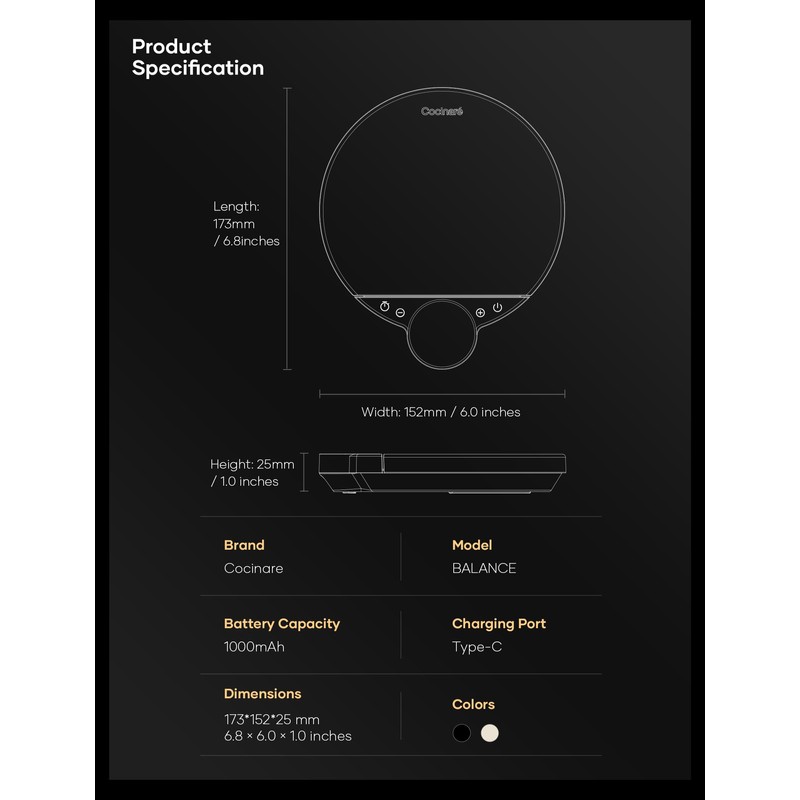 Cocinare Balance Digital Coffee Scale, Precision Control with Three Modes