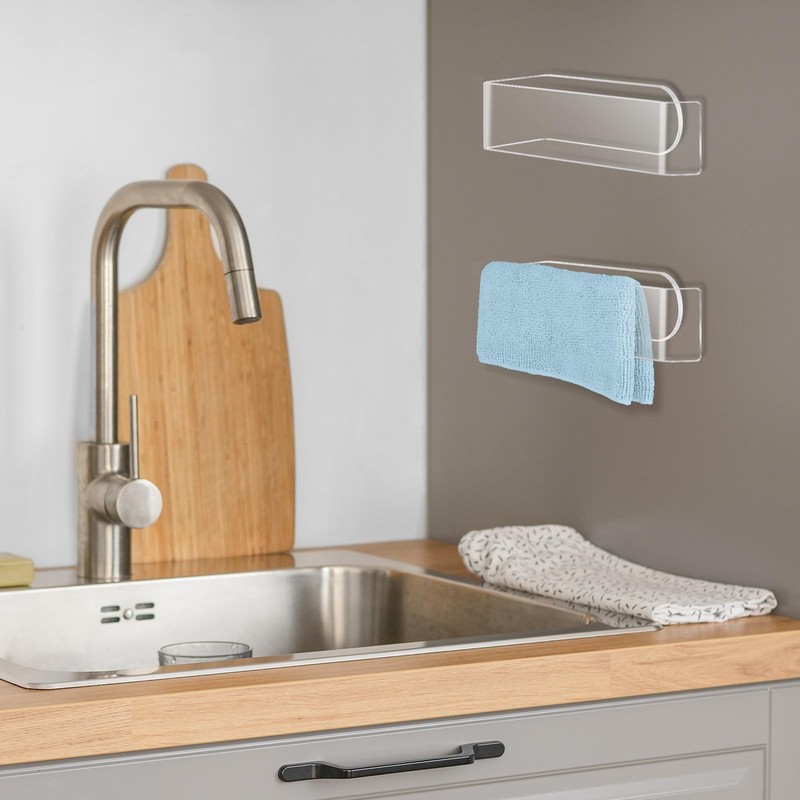 NiHome Wall Mount Clear Acrylic Hand Towel Racks 2-Pack for