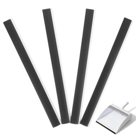 Dustpan Rubber Edge Replacement, 4Pcs Rubber Strip for Dustpan, Garbage Shovel Accessories Pressing Strips Garbage Shovel Edge Protectors for Home and Office, Black