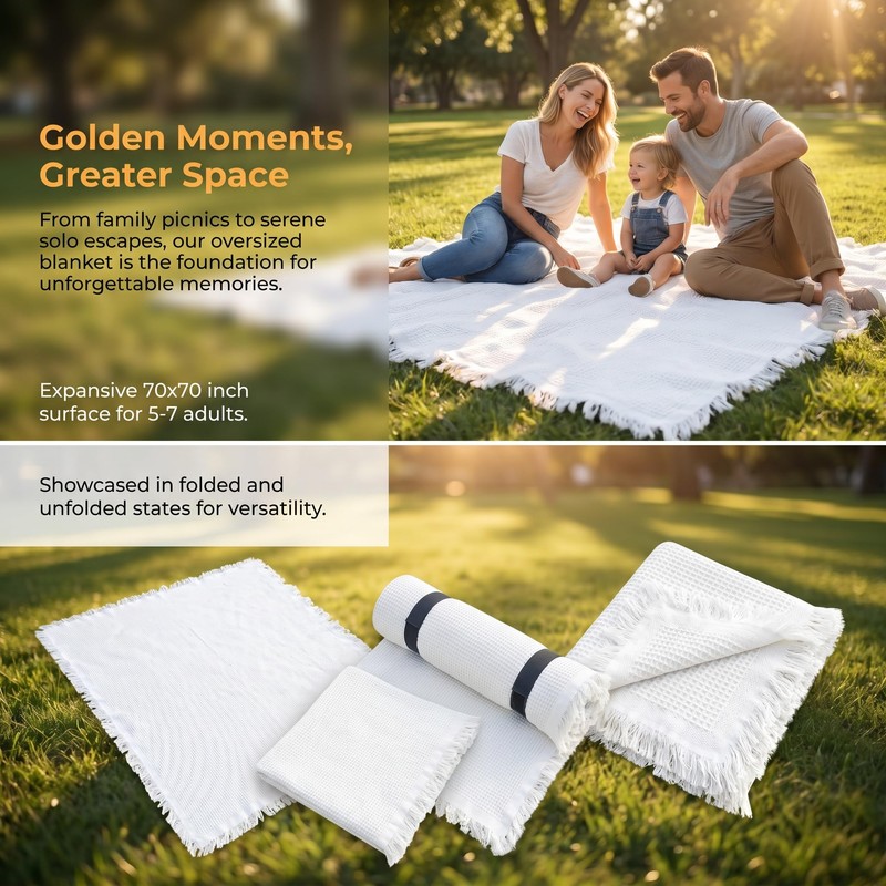 Zyntrytong 70"x 70" Picnic Blanket Extra Large,Layer Outdoor Blanket for