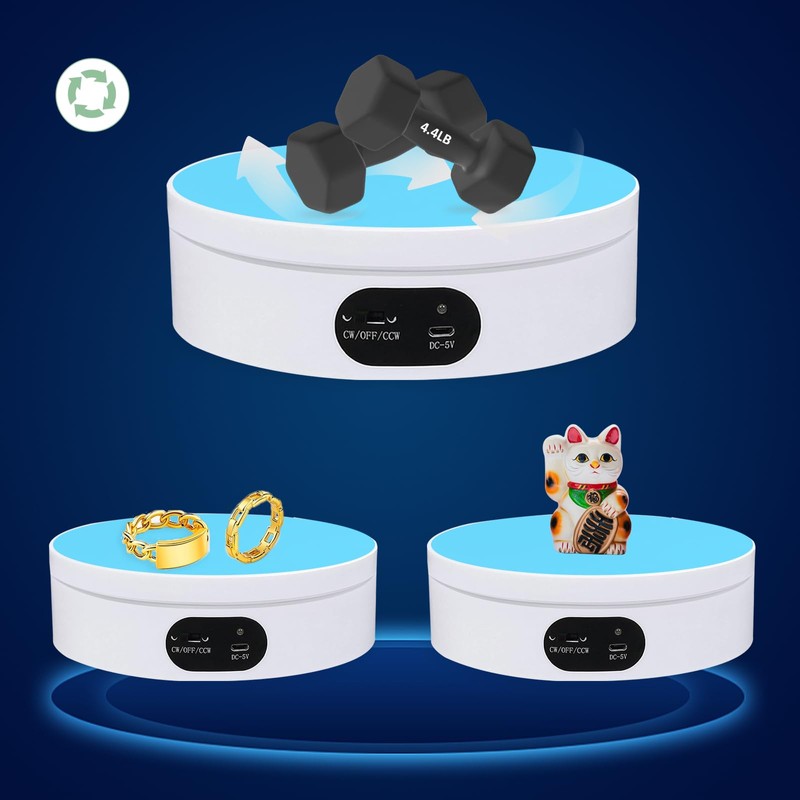 MYMULIKE Motorized Rotating Display Stand, Electric Rotating Turntable with PVC