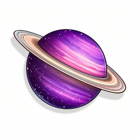 Purple Saturn Astrophile Aesthetic Sticker For Car, Bike, SUV, Truck, Helmet, Laptop, Water Bottle, Notebook, Decal window, Guitar, Skateboard, Bumper Vinyl Waterproof sticker 5 inch (Design 8)