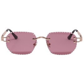 RAVI EYEWEAR Luxury Rimless Sunglasses – Unisex Diamond Edge Cut – Fashion Gradient Design for Daily Style & Modern Look (Rose Gold)