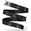 Buckle-Down Seatbelt Belt - Fleur-de-Lis Outline w/Filigree Black/Gray - 1.5"
