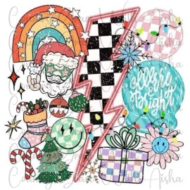 Handmade Sublimation Transfer Print Christmas Lighting Bolt Ready To Press Heat Transfer