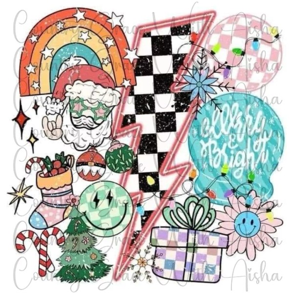 Handmade Sublimation Transfer Print Christmas Lighting Bolt Ready To Press