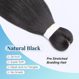 Tess braids, synthetic hair, EZ, pre-stretched braiding hair, 1 pc 90 g bundle, Yaki texture, 26 inches (66 cm), crochet synthetic hair pieces.