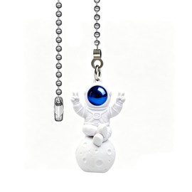 Spaceman Ceiling Fan Pull Chain,12in Astronaut Pull Chain Extension, 3mm Beaded Fan Light Pull Chains Extender Ornament and Connector for bedside lamp Table Lamp Light for Kids Room, 1PCS