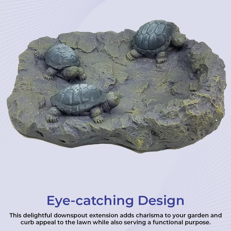 SAGEFINDS Turtle Gutter Downspout Splash Block, Decorative Outdoor Drain Extension,