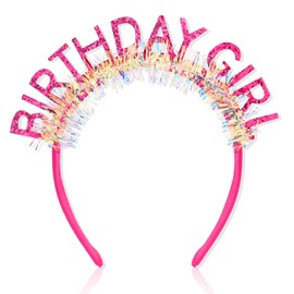 CIEHER Birthday Girl Headband Birthday Crown for Women Girls Birthday Tiara Rose Pink