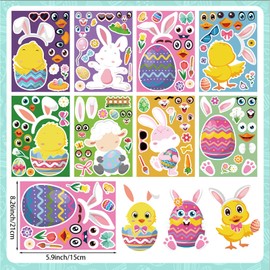 32 Sheets Easter Stickers for Kids Easter Crafts Stickers Make Your Own Easter Egg Themed Stickers with Bunny, Egg, Sheep, Chick Easter Basket Stuffers Easter Party Favor Supplies