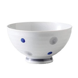 Saikai Pottery 74068 Arita Ware Rice Bowl, Large, Gray Polka Dot, Blue, Made in Japan