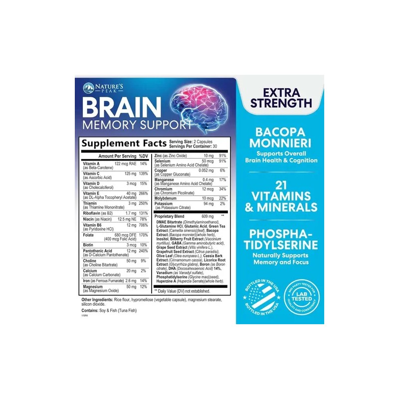 Suplemento De Memoria Cerebral, Neotrópicos De Fuerza 60caps Sin Sabor