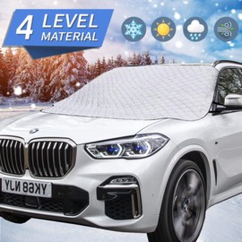 MITALOO Car Windshield Snow Cover with 4 Layers Protection, Frost Ice Removal Sun Shade for Winter Protection, Extra Large and Thick Windshield Ice Cover Fits for Cars Trucks Vans and SUVs