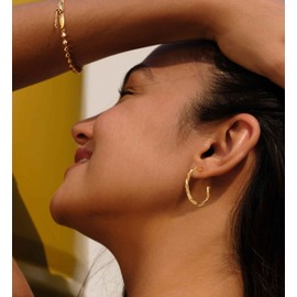 VACRONA Gold Hoop Earrings for Women 14K Gold Plated S925 Sterling Silver Post Open Hoops Twisted Split Rope Hypoallergenic Everyday Jewelry Gifts