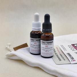 NECTARBAR DIY-Set für Haferdrink, Enzymlösungen N1/N2 und Leinen-Filterbeutel (Unverpackt: Minimalistisch, 20 ml - für 200 Liter)