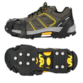 Grectek GT10 Light Ice Snow Grips Cleat Crampons Over Shoe Boot Traction Cleat Slip-on Stretch Footwear (Black, Medium)