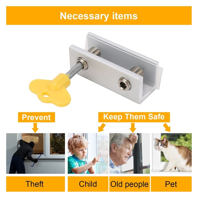 Set of 4 Sliding Window Lock, Adjustable Window Security Lock