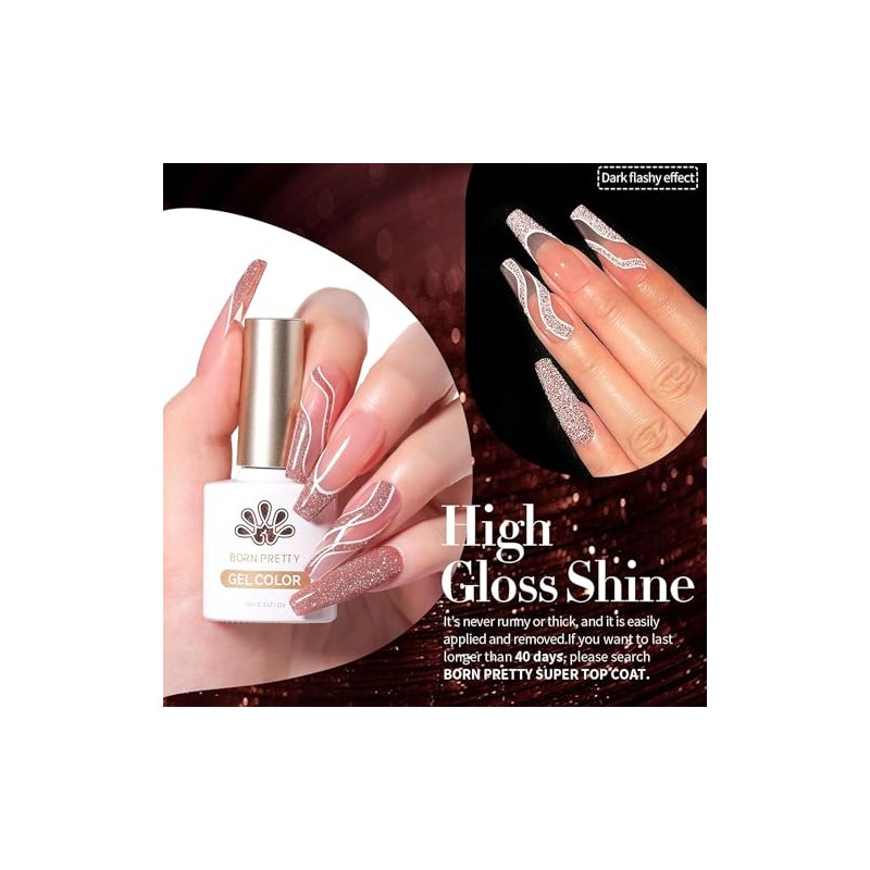 Born Pretty- BORN PRETTY Esmalte en gel con purpurina reflectante,