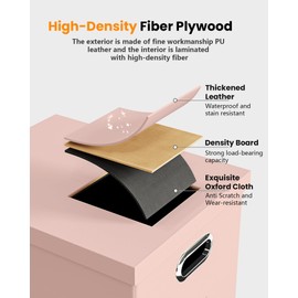 Oterri File Organizer Box,Filing Box with Lid,File Box for Letter/Legal File Folder Storage, Portable Hanging File Box for Office/Decor/Home,1 Pack, Cream-pink(Leather),Box only