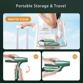 Aprafie Travel Hair Dryer, Compact Negative Ionic Blow Dryer with Diffuser for Curly Wavy Hair Fast Drying, Lightweight Foldable Hairdryers for Women