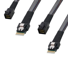 Heretom 2PCS SFF-8654 to SFF-8643 Cable, Slim SAS SFF-8654 4i 38pin Host to Mini SAS HD SFF-8643 36pin Target Cable 1.5 FT