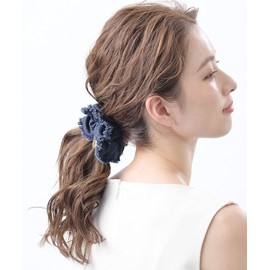 VINGTAINE HS-95-IG Denim Fringe Scrunchie Hair Accessories, Indigo