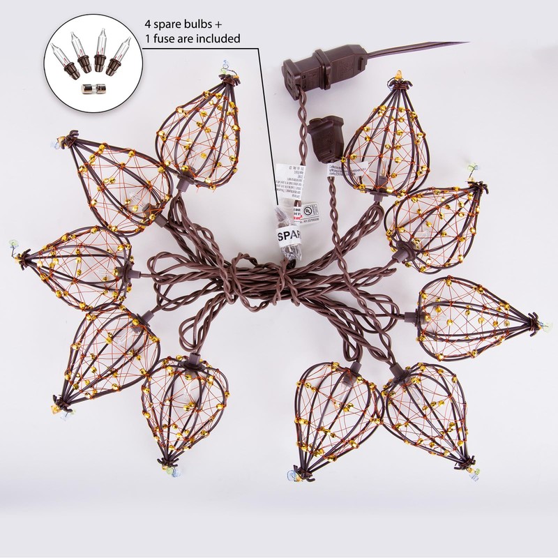 Outdoor Decorative String Lights, Beaded Copper Wire Teardrop Lantern String