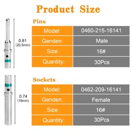 Juvielich 30 Pairs (60PCS) DT Connector Terminal Kit Contact Size 16,DT Pins/Terminal Kit for Deutsch Connector