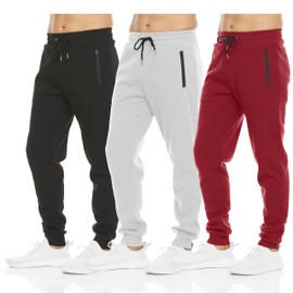 PURE CHAMP Mens 3 Pack Fleece Active Athletic Workout Jogger Sweatpants for Men with Zipper Pocket and Drawstring Size S-3XL (Set6 Size 3X-Large)